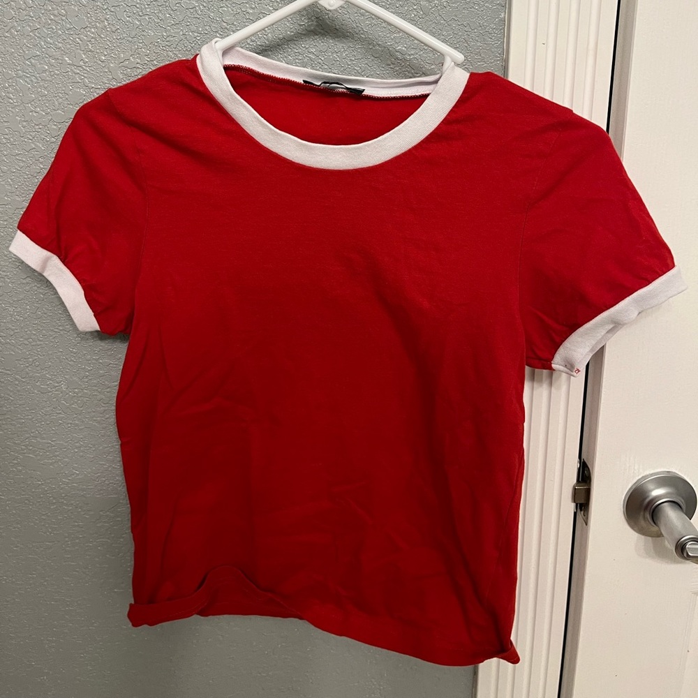 Red boohoo top size 8